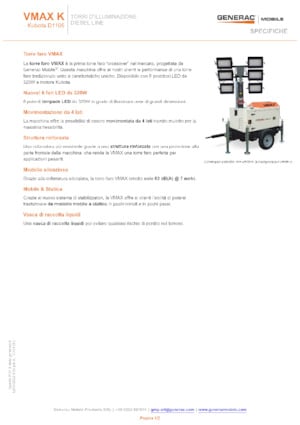 Tours d'éclairage Generac Mobile VMAX