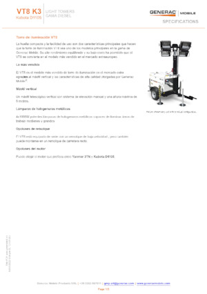Tours d'éclairage Generac Mobile VT 8 K3