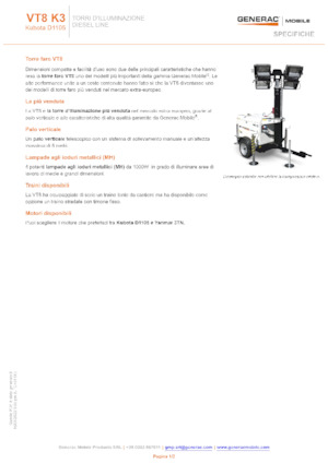 Tours d'éclairage Generac Mobile VT 8 K3