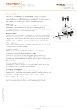 Tours d'éclairage Generac Mobile VT-Hybrid