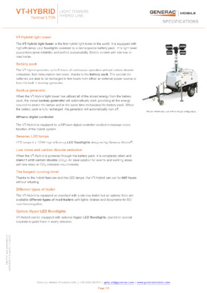 Tours d'éclairage Generac Mobile VT-Hybrid