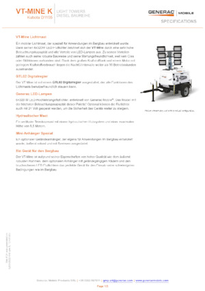 Tours d'éclairage Generac Mobile VT-MINE K