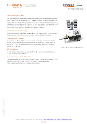 Tours d'éclairage Generac Mobile VT-MINE K