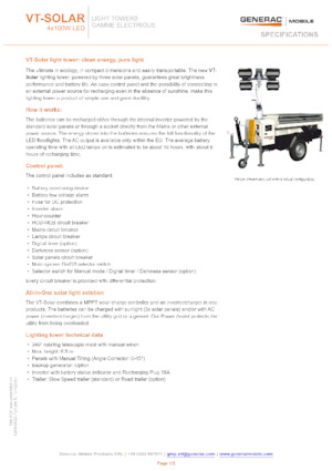 Tours d'éclairage Generac Mobile VT-Solar
