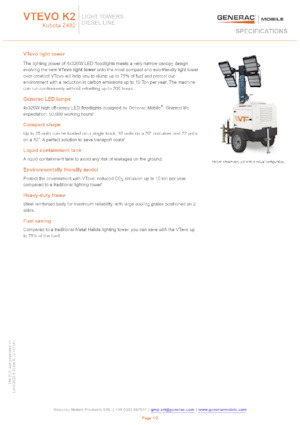 Tours d'éclairage Generac Mobile VTevo K2