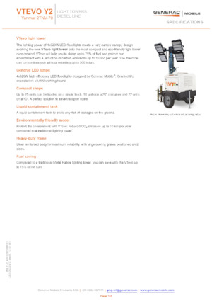 Tours d'éclairage Generac Mobile VTevo Y2
