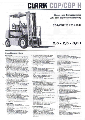 Chariots élevateurs frontaux à gaz Clark CGP 30 H