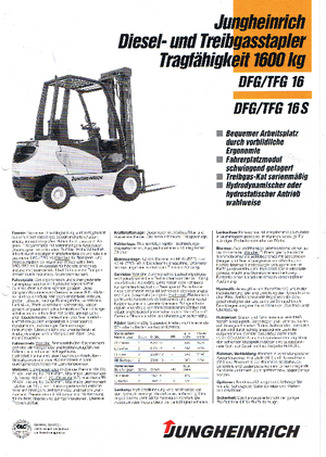 Chariots élevateurs frontaux à gaz Jungheinrich TFG 16