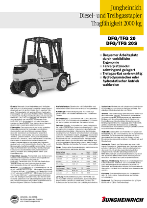 Chariots élevateurs frontaux à gaz Jungheinrich TFG 20 BS