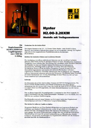 Chariots élevateurs frontaux à gaz Hyster H 3.00 XML