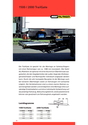 Chargement montées sur camions MBB Palfinger 1500 TrailGate