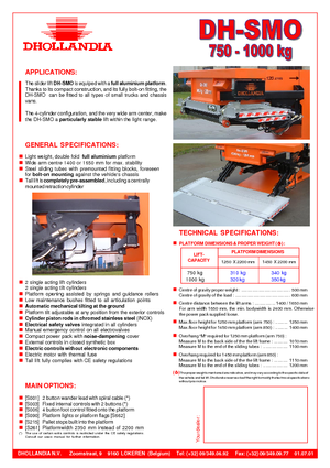 Chargement montées sur camions Dhollandia DH-SMO