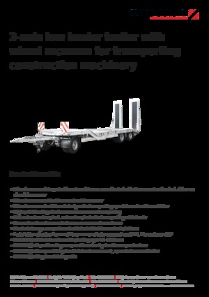 Remorques surbaissées Schwarzmüller 3-axle low loader trailer with wheel recesses for transporting construction machinery