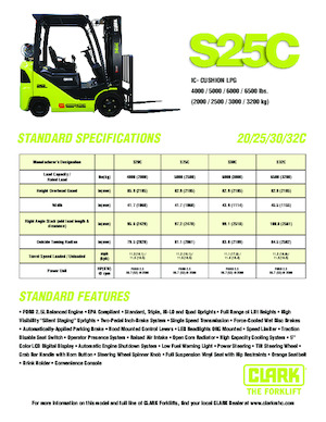 Chariots élevateurs frontaux à gaz Clark S20C