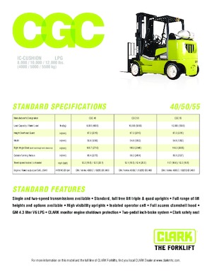 Chariots élevateurs frontaux à gaz Clark CGC 55