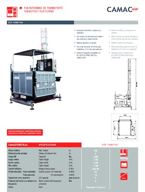 Ascenseurs industriels CAMAC ECP 1000/150