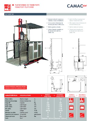 Ascenseurs industriels CAMAC ECP 500/120