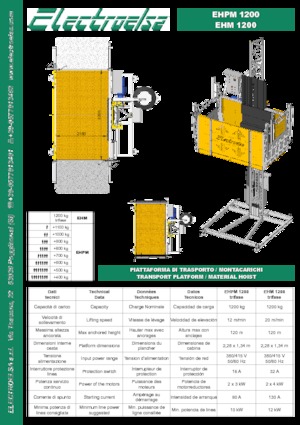 Ascenseurs industriels Electroelsa EHPM 1200
