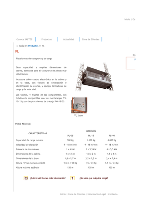 Nacelles grimpantes à mâts Saltec PL 40