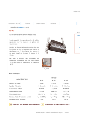 Nacelles grimpantes à mâts Saltec PL 40