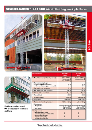 Nacelles grimpantes à mâts Scanclimber SC 1300 D