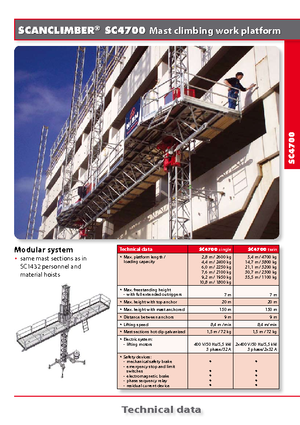 Nacelles grimpantes à mâts Scanclimber SC 4700 E
