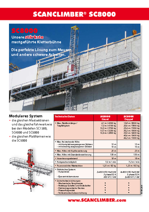 Nacelles grimpantes à mâts Scanclimber SC 8000 E