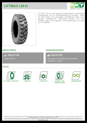 Pneus de manutention BKT LIFTMAX LM 81 6.00 R 9