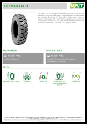 Pneus de manutention BKT LIFTMAX LM 81 6.00 R 9