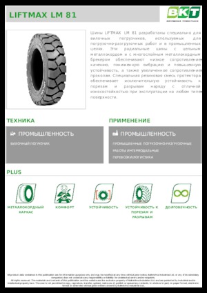 Pneus de manutention BKT LIFTMAX LM 81 6.00 R 9