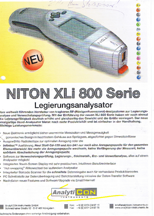 Analyseurs de métaux Niton XLi 800
