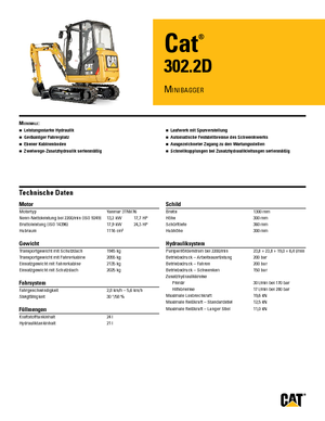 Mini Pelles Caterpillar 302.2D