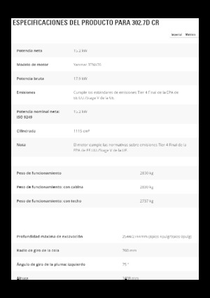 Mini Pelles Caterpillar 302.7D CR