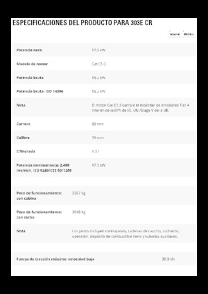 Mini Pelles Caterpillar 303E CR