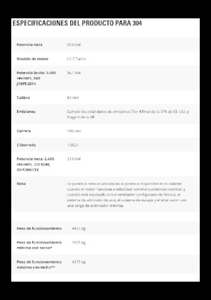 Mini Pelles Caterpillar 304