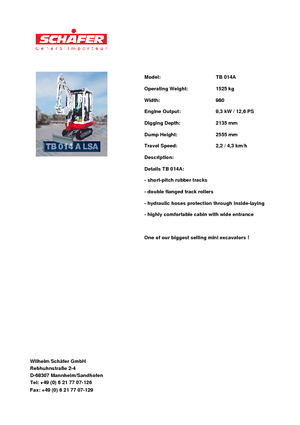 Mini Pelles Takeuchi TB 014 A