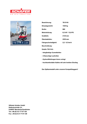 Mini Pelles Takeuchi TB 014 A