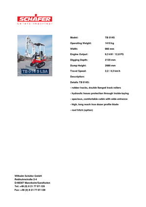 Mini Pelles Takeuchi TB 014 S