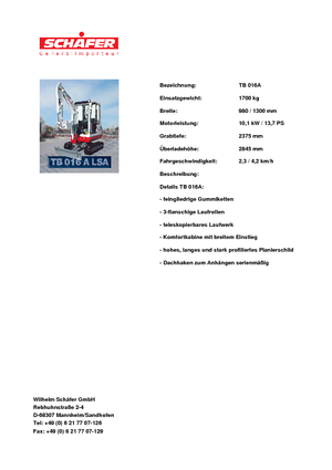 Mini Pelles Takeuchi TB 016 A