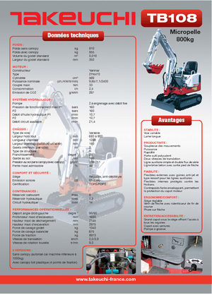 Mini Pelles Takeuchi TB 108