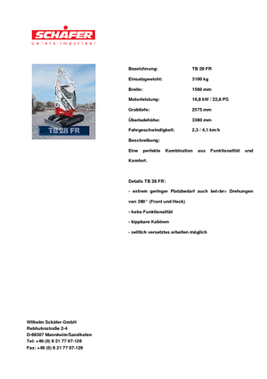 Mini Pelles Takeuchi TB 28 FR