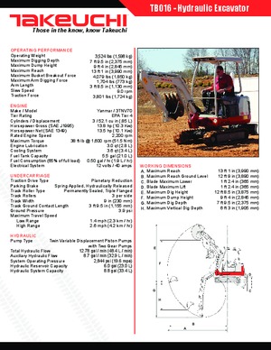 Mini Pelles Takeuchi TB 016 A