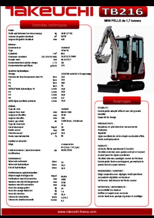 Mini Pelles Takeuchi TB216S