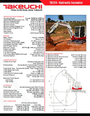 Mini Pelles Takeuchi TB 250
