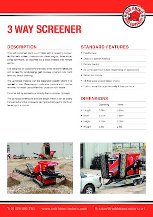 Installation de criblage mobile Red Rhino 3 WAY SCREENER