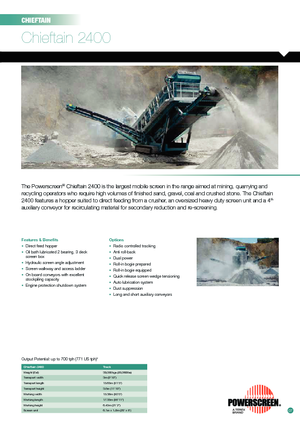 Installation de criblage mobile Powerscreen Chieftain 2400-3D