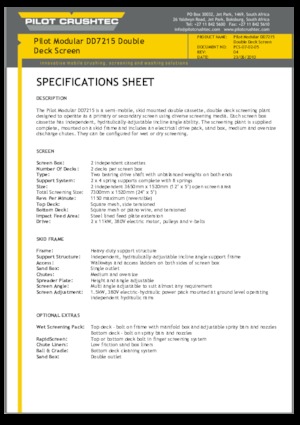 Installation de criblage mobile Pilot Crushtec DD7215