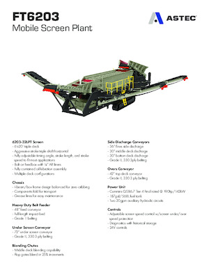 Installation de criblage mobile Astec FT6203CC