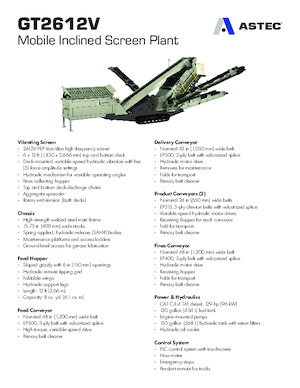 Installation de criblage mobile Astec GT2612V