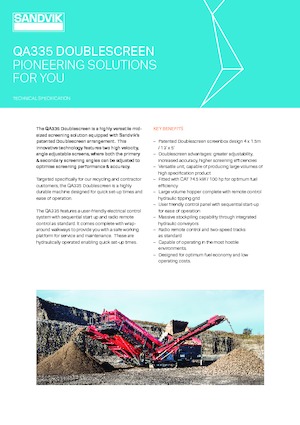 Installation de criblage mobile Sandvik QA335